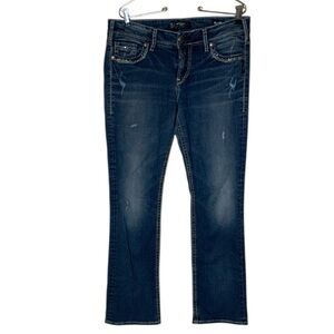 Silver Jeans Suki Mid Slim Boot Jeans Western Fluid Denim 31X31 Sequined